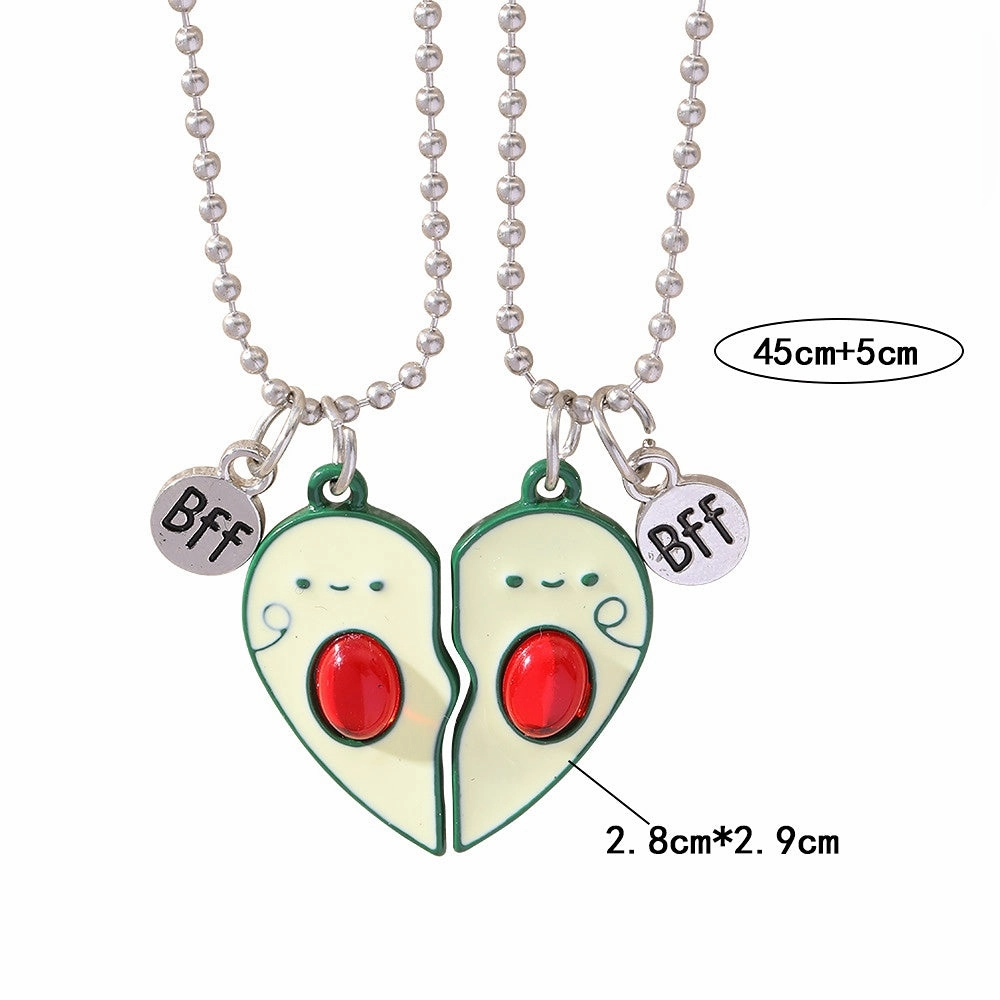 Wholesale Alloy Best Friend Heart Avocado Pendant Necklace