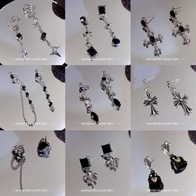 Wholesale Alloy Black Temperament Tassel Earrings