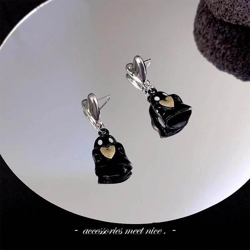 Wholesale Alloy Black Temperament Tassel Earrings