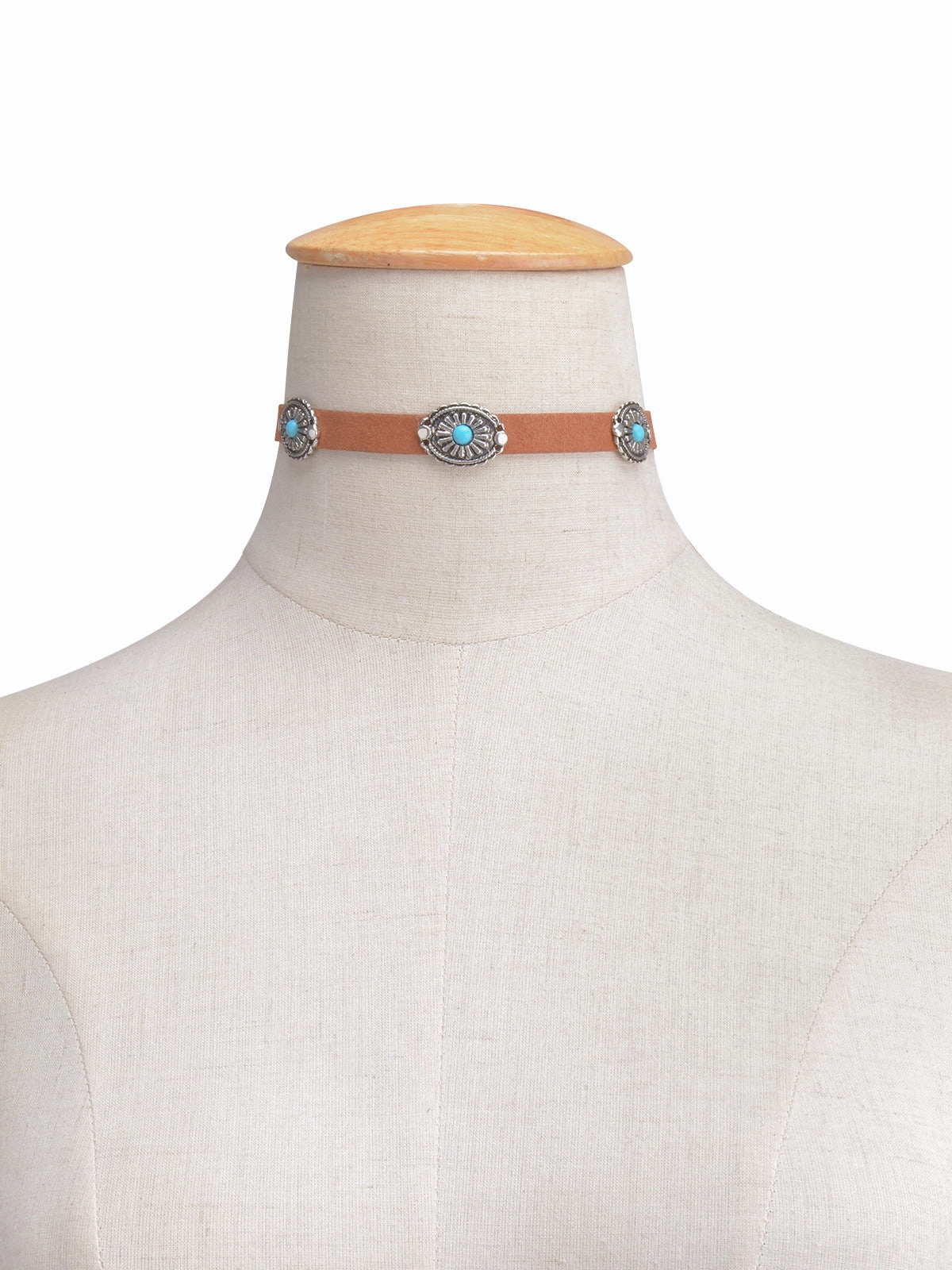 Wholesale Alloy Bohemian Faceplate Turquoise Pendant Necklace