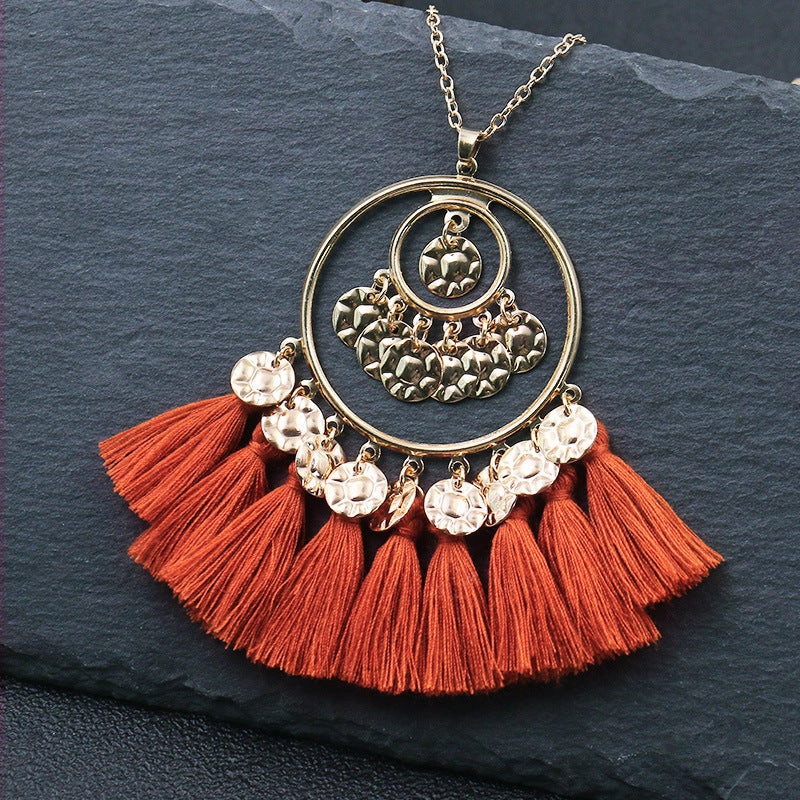 Wholesale Alloy Bohemian Tassel Pendant Necklace