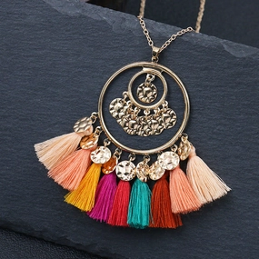 Wholesale Alloy Bohemian Tassel Pendant Necklace