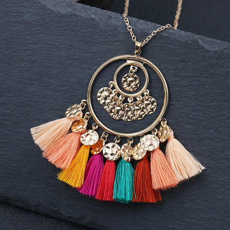 Wholesale Alloy Bohemian Tassel Pendant Necklace