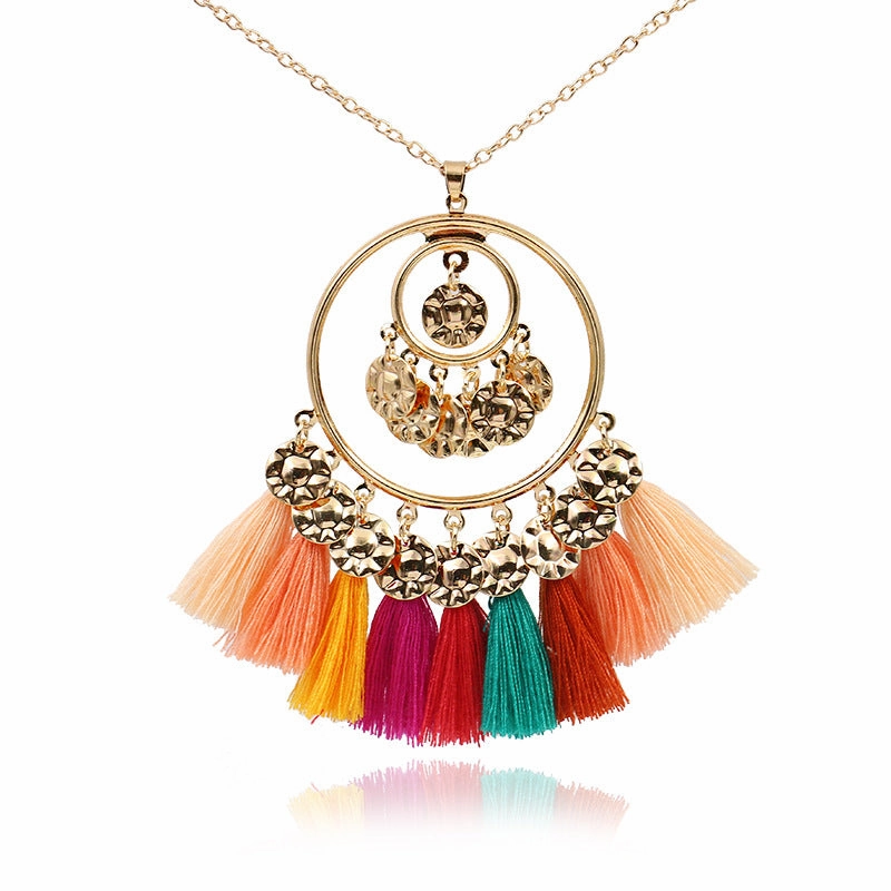 Wholesale Alloy Bohemian Tassel Pendant Necklace