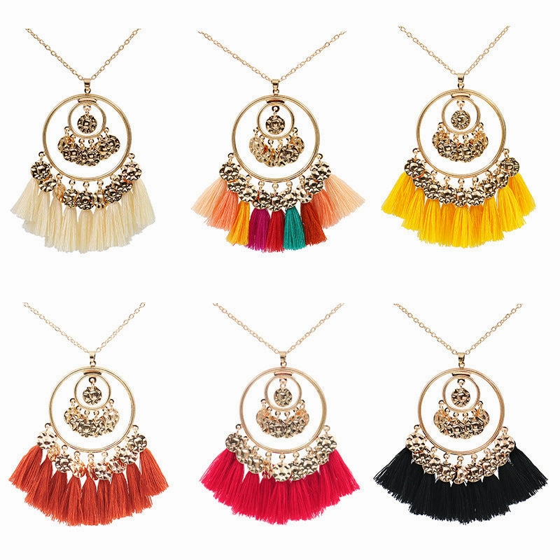 Wholesale Alloy Bohemian Tassel Pendant Necklace