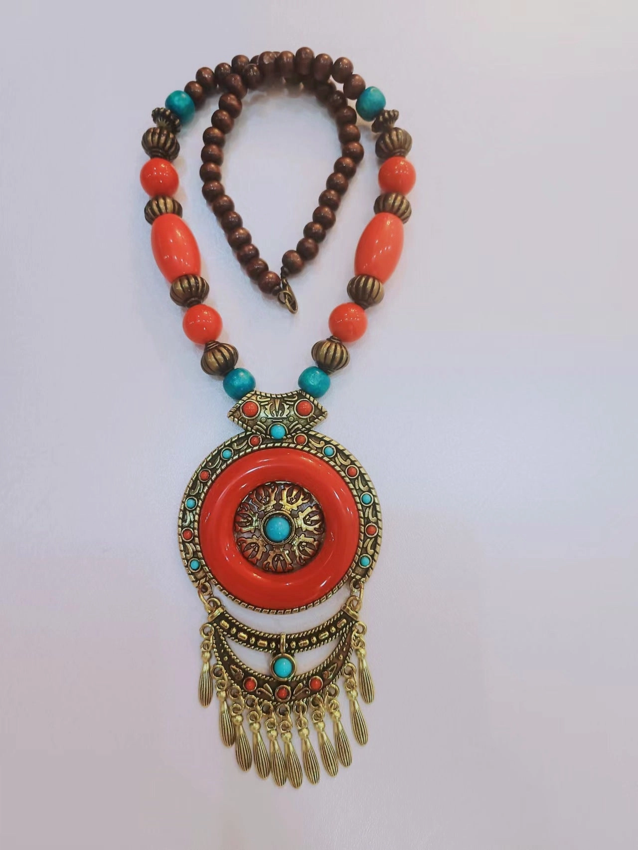 Wholesale Alloy Boho Style Tassel Gem Necklace