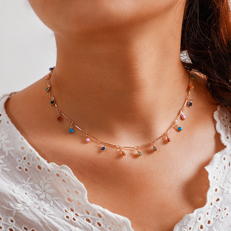 Wholesale Alloy Candy Color Tassel Necklace