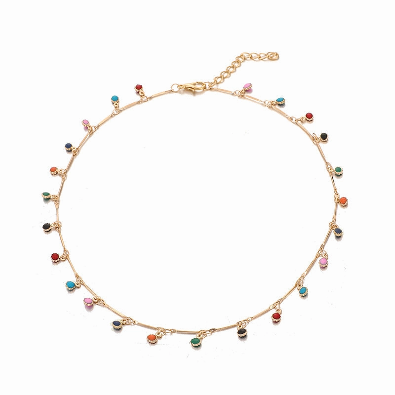 Wholesale Alloy Candy Color Tassel Necklace