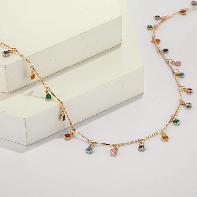 Wholesale Alloy Candy Color Tassel Necklace