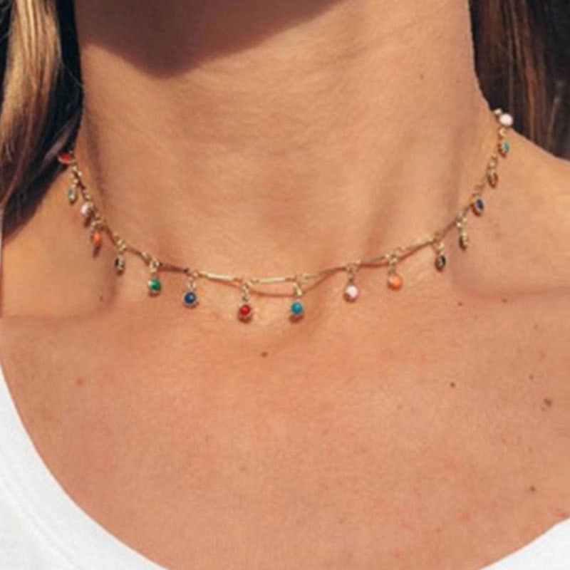 Wholesale Alloy Candy Color Tassel Necklace