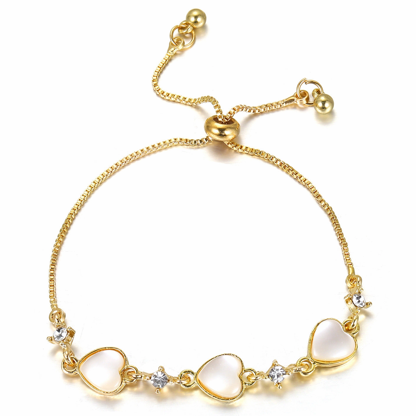 Wholesale Alloy Cat Eye Stone Heart Bracelet