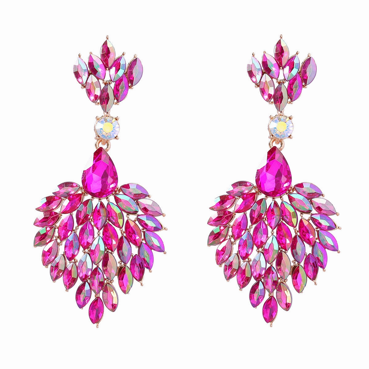 Wholesale Alloy Colored Diamond Full Diamond Gemstone Earrings