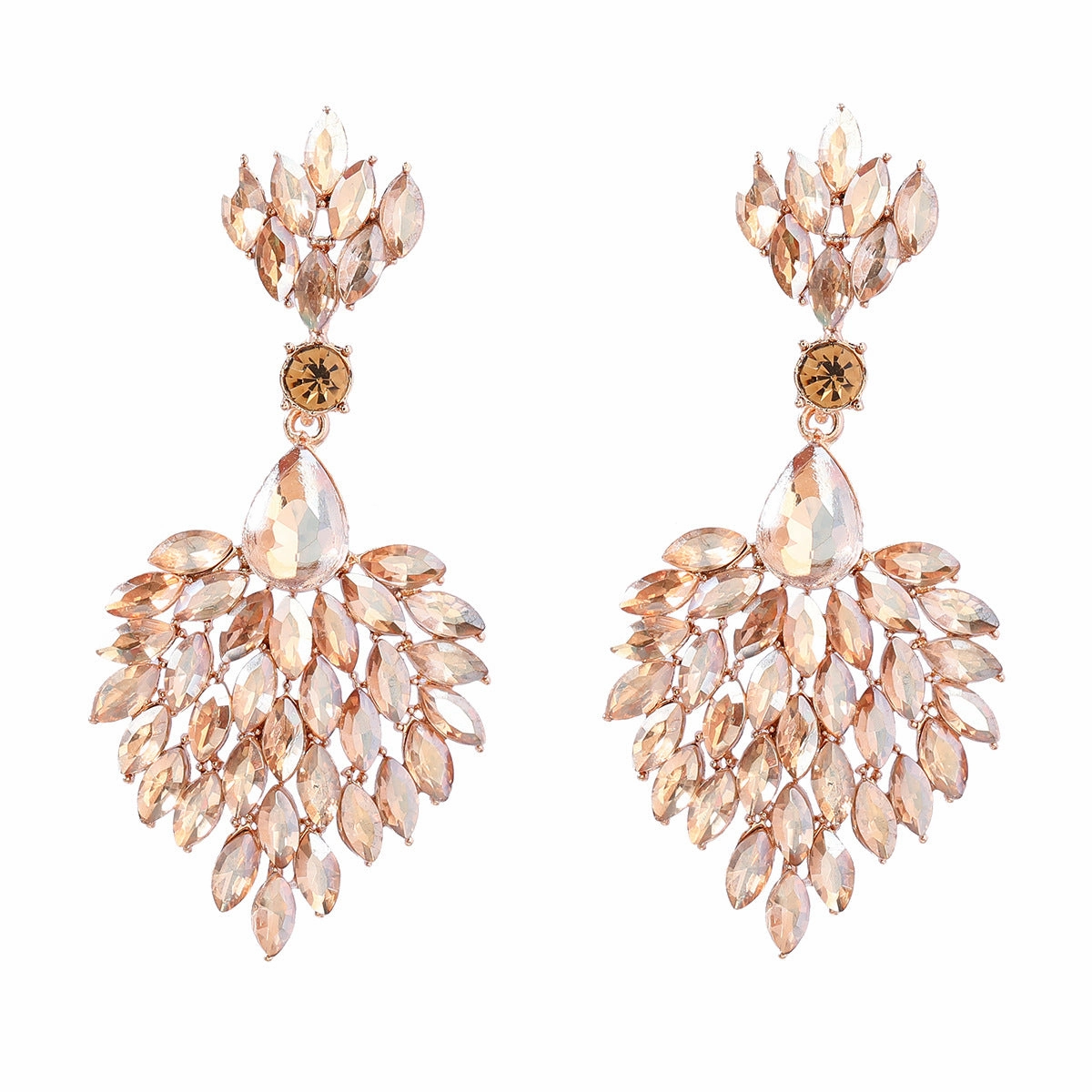 Wholesale Alloy Colored Diamond Full Diamond Gemstone Earrings