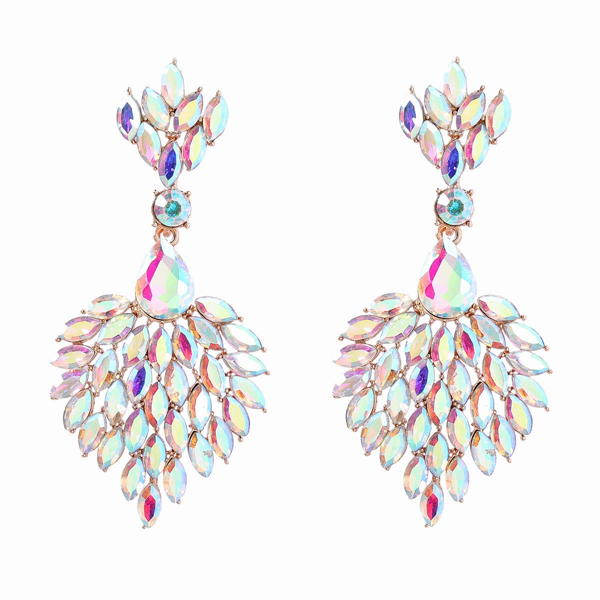Wholesale Alloy Colored Diamond Full Diamond Gemstone Earrings