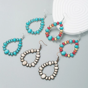 Wholesale Alloy Colored Turquoise Geometric Shape Earrings