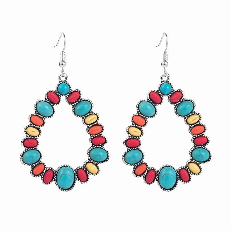 Wholesale Alloy Colored Turquoise Geometric Shape Earrings