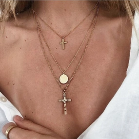 Wholesale Alloy Cross Clavicle Chain