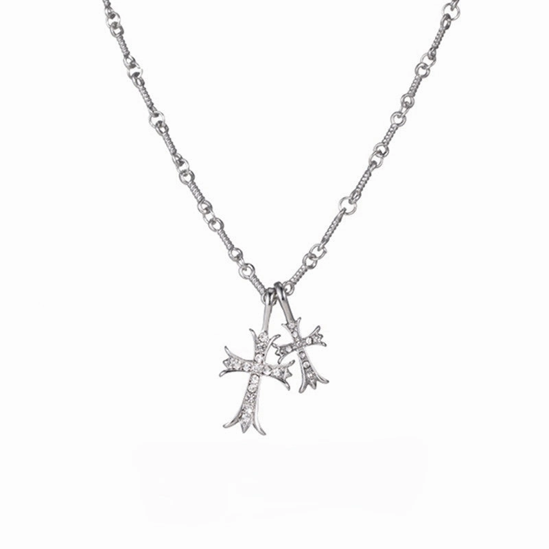 Wholesale Alloy Cross Full Diamond Necklace