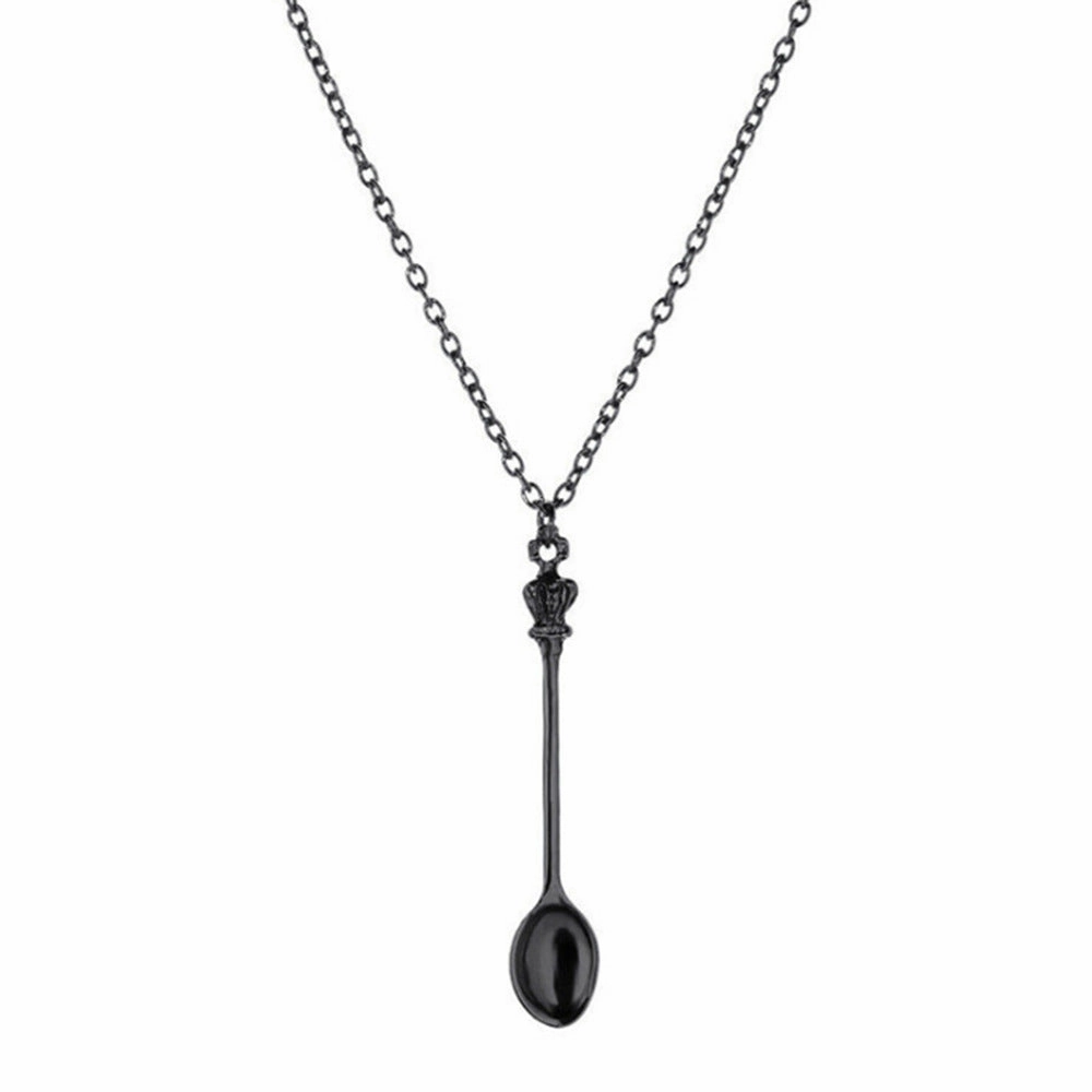 Wholesale Alloy Crown Mini Jewelry Gold Alice Crown Spoon Necklace