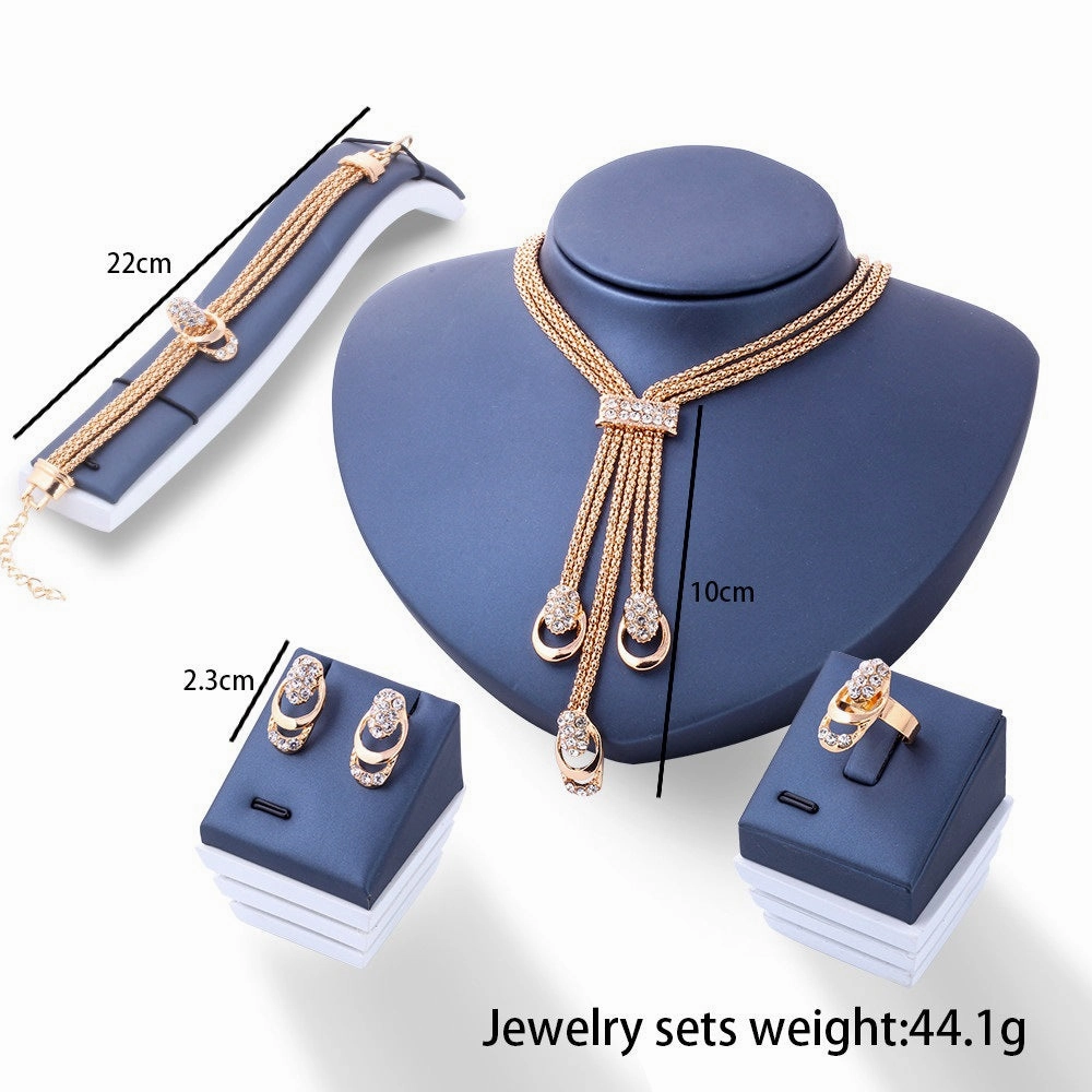 Wholesale Alloy Crystal Necklaces and Earrings Set of Four Pieces