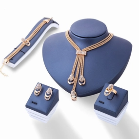 Wholesale Alloy Crystal Necklaces and Earrings Set of Four Pieces