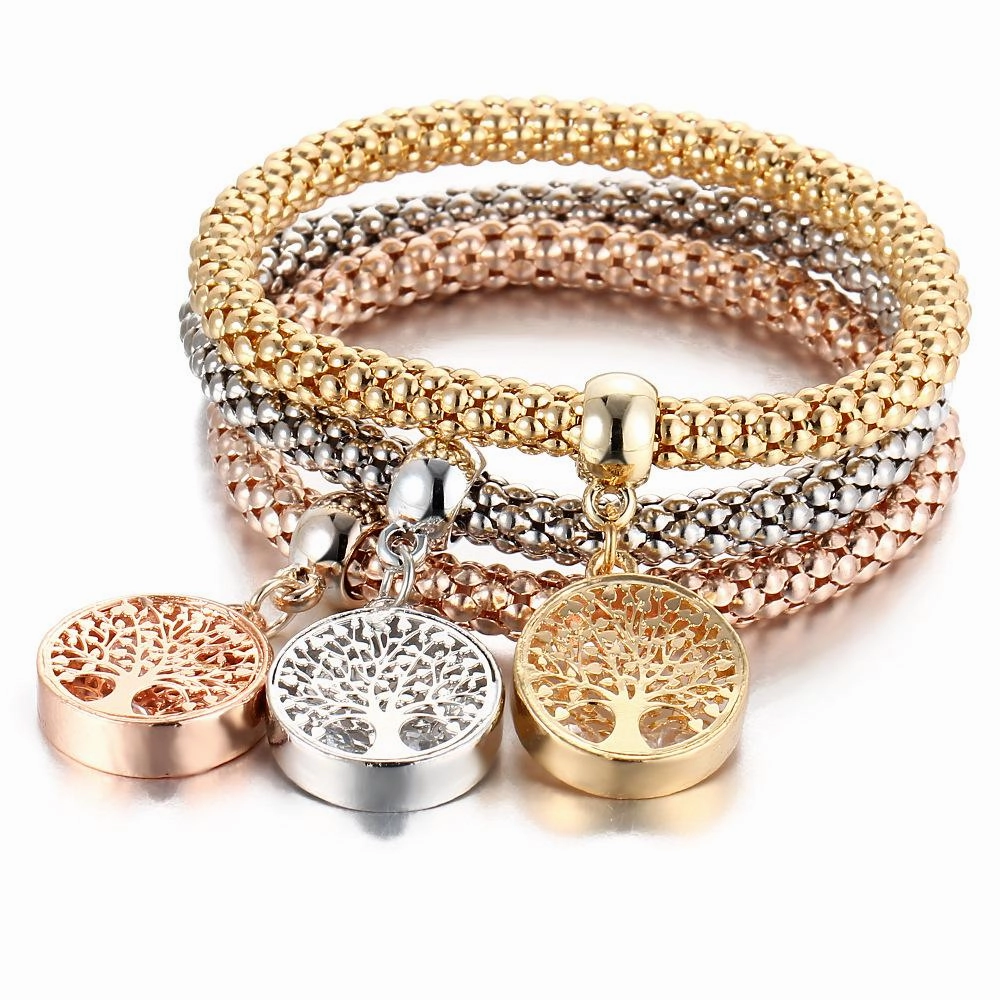 Wholesale Alloy Diamond Butterfly Tricolor Bracelet