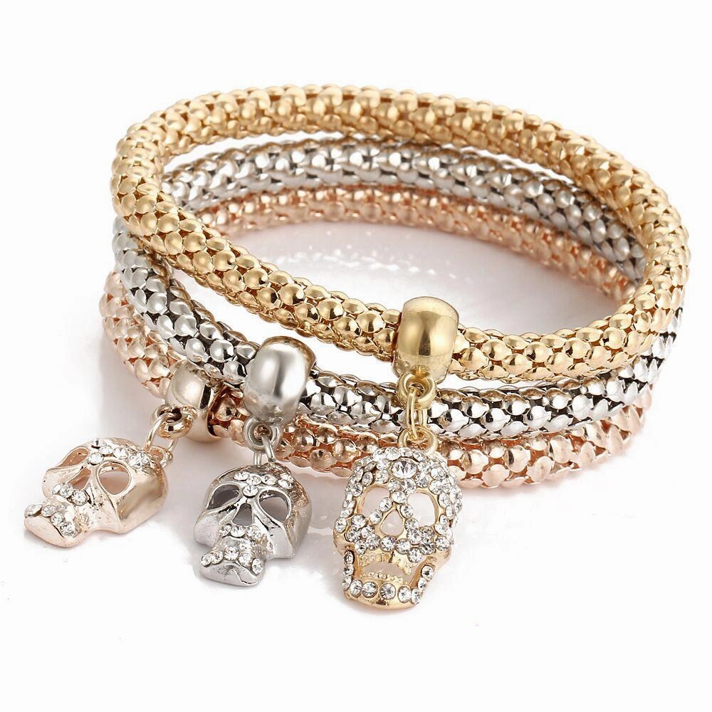 Wholesale Alloy Diamond Butterfly Tricolor Bracelet