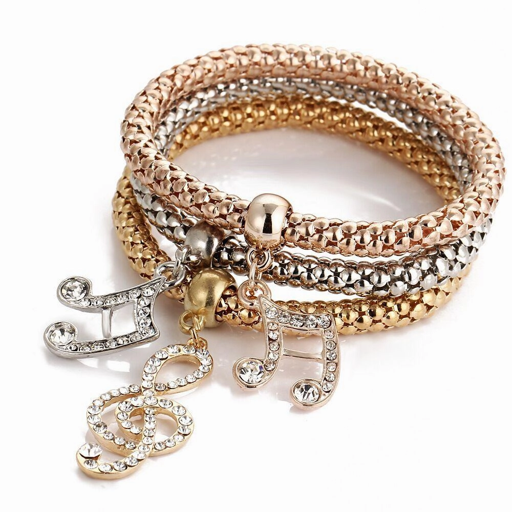 Wholesale Alloy Diamond Butterfly Tricolor Bracelet