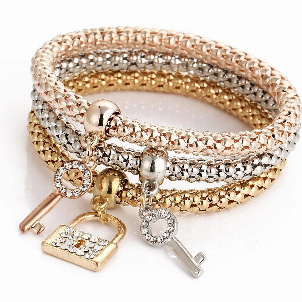 Wholesale Alloy Diamond Butterfly Tricolor Bracelet