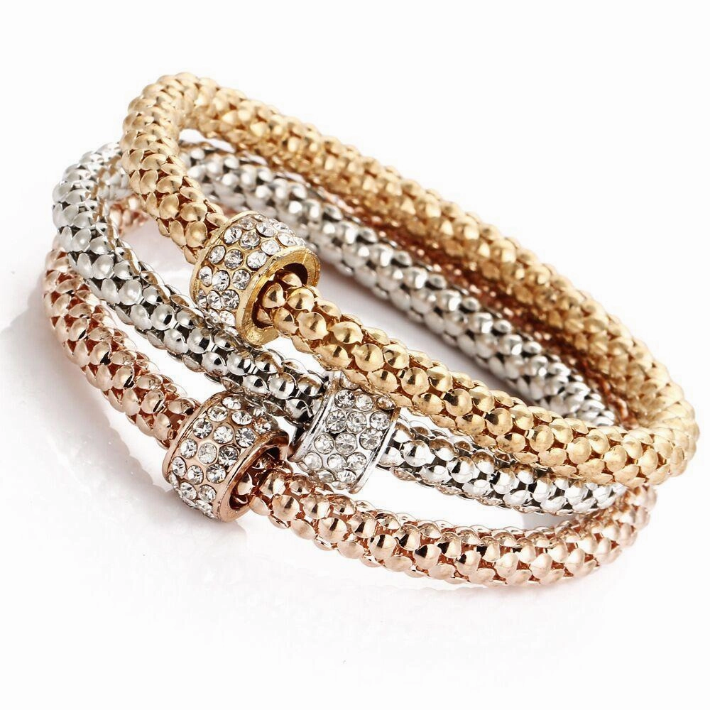 Wholesale Alloy Diamond Butterfly Tricolor Bracelet