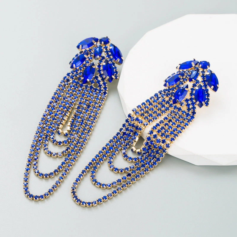 Wholesale Alloy Diamond Chain Tassel Earrings