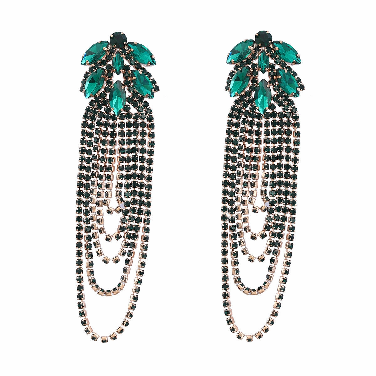 Wholesale Alloy Diamond Chain Tassel Earrings