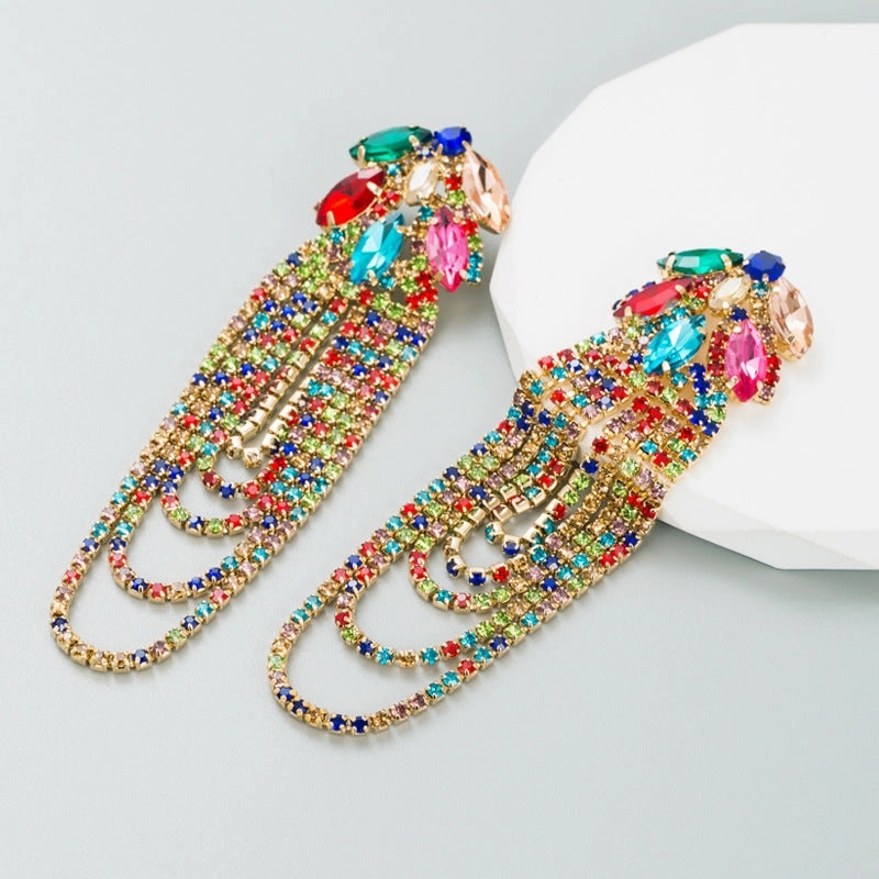 Wholesale Alloy Diamond Chain Tassel Earrings