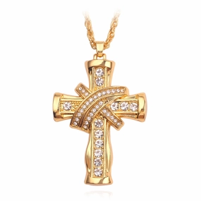 Wholesale Alloy Diamond Cross Cuban Chain Necklace