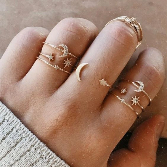 Wholesale Alloy Diamond Heart Pearl Ring Set of 10 Pieces