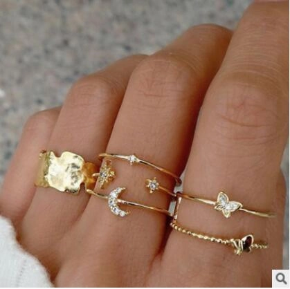 Wholesale Alloy Diamond Heart Pearl Ring Set of 10 Pieces