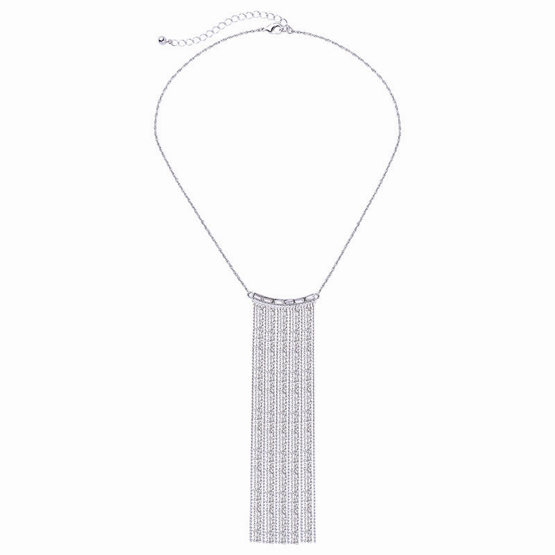 Wholesale Alloy Diamond Long Tassel Pendant Necklace