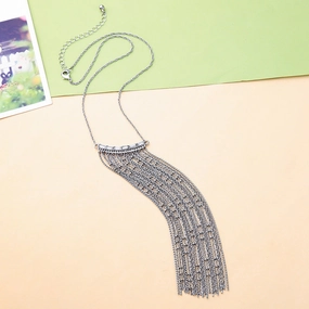 Wholesale Alloy Diamond Long Tassel Pendant Necklace