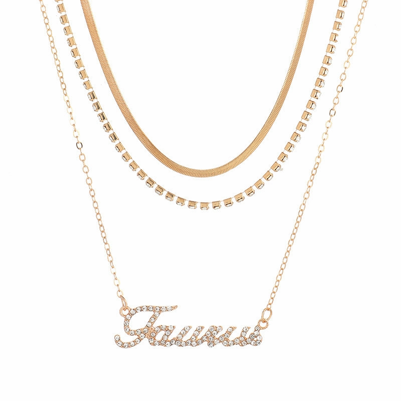 Wholesale Alloy Diamond Multilayer Zodiac Necklace