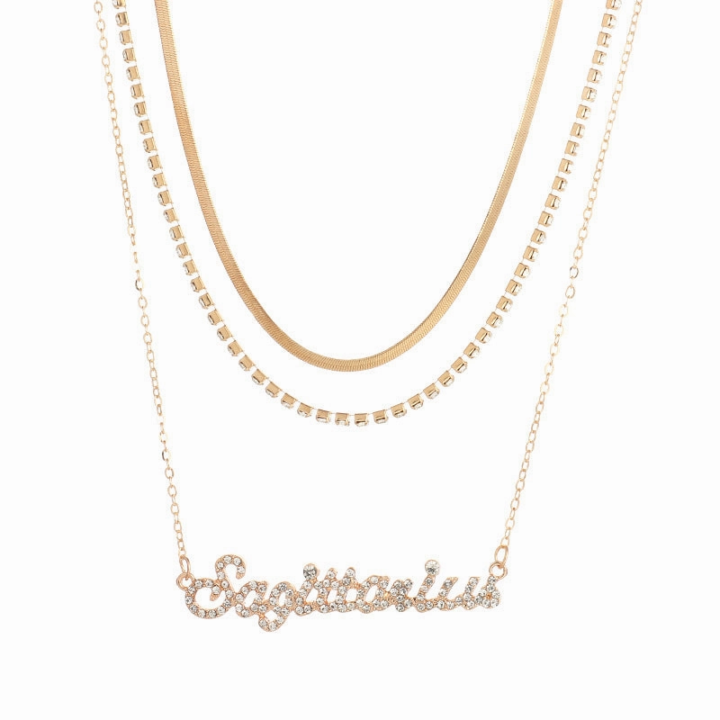 Wholesale Alloy Diamond Multilayer Zodiac Necklace