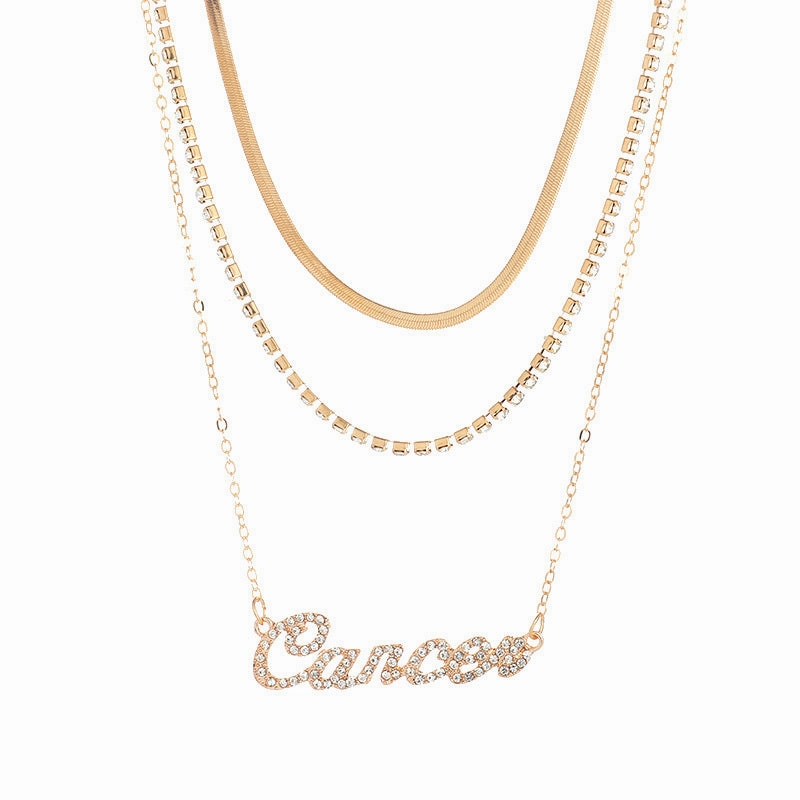 Wholesale Alloy Diamond Multilayer Zodiac Necklace