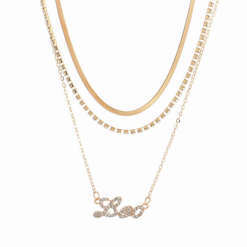 Wholesale Alloy Diamond Multilayer Zodiac Necklace