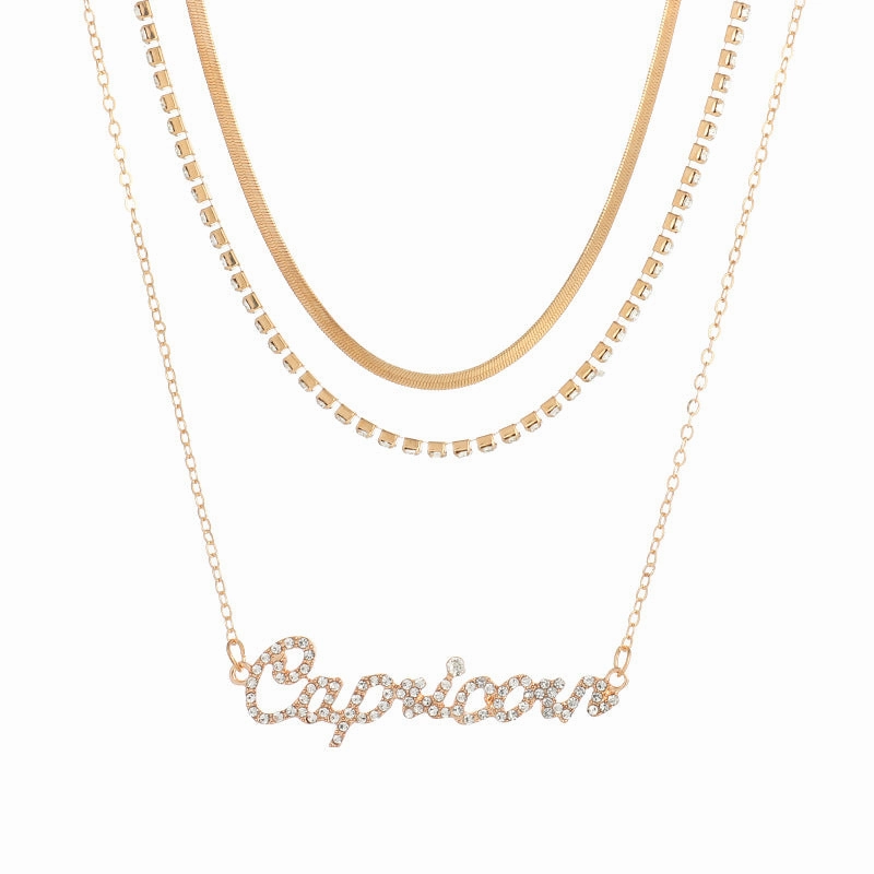 Wholesale Alloy Diamond Multilayer Zodiac Necklace