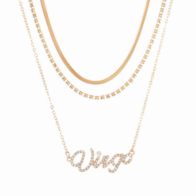 Wholesale Alloy Diamond Multilayer Zodiac Necklace