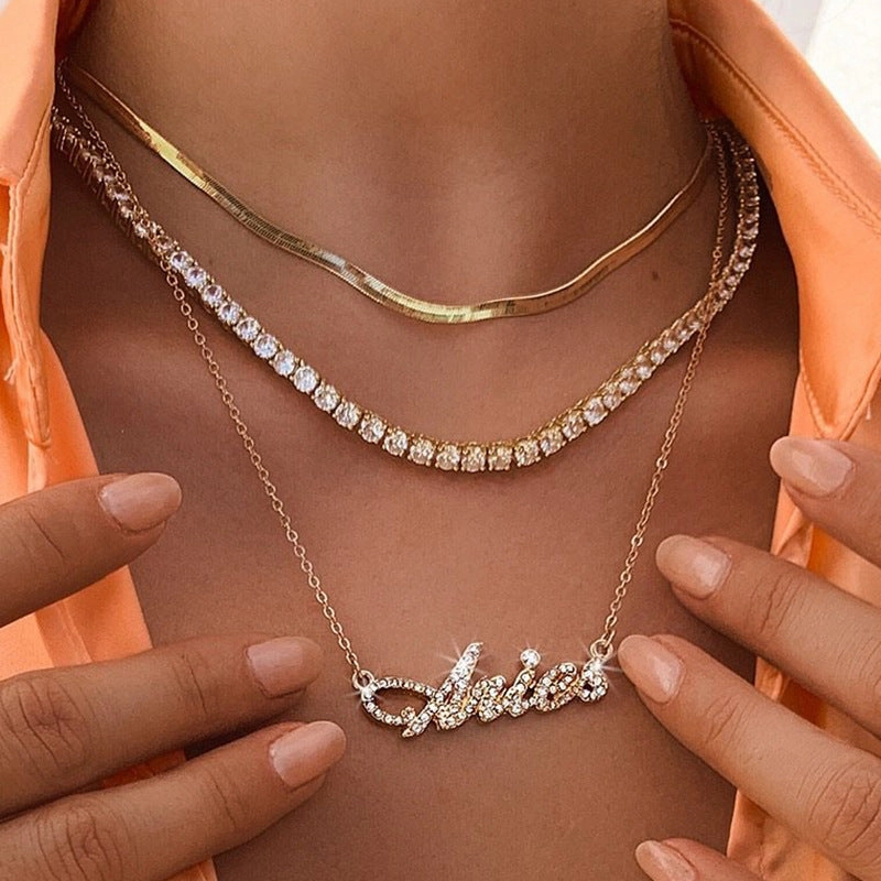 Wholesale Alloy Diamond Multilayer Zodiac Necklace