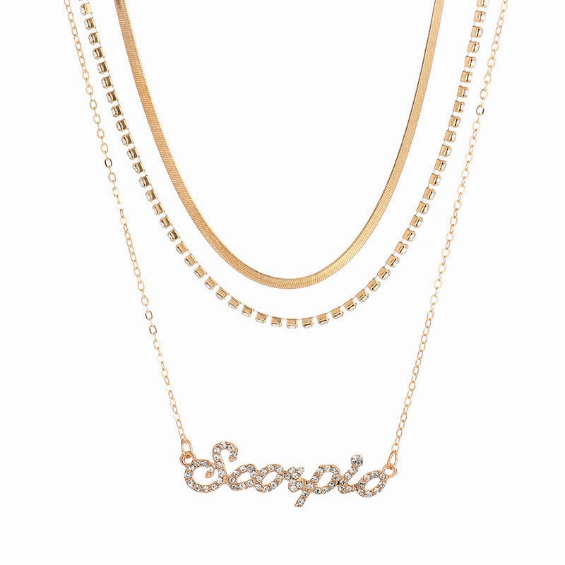 Wholesale Alloy Diamond Multilayer Zodiac Necklace