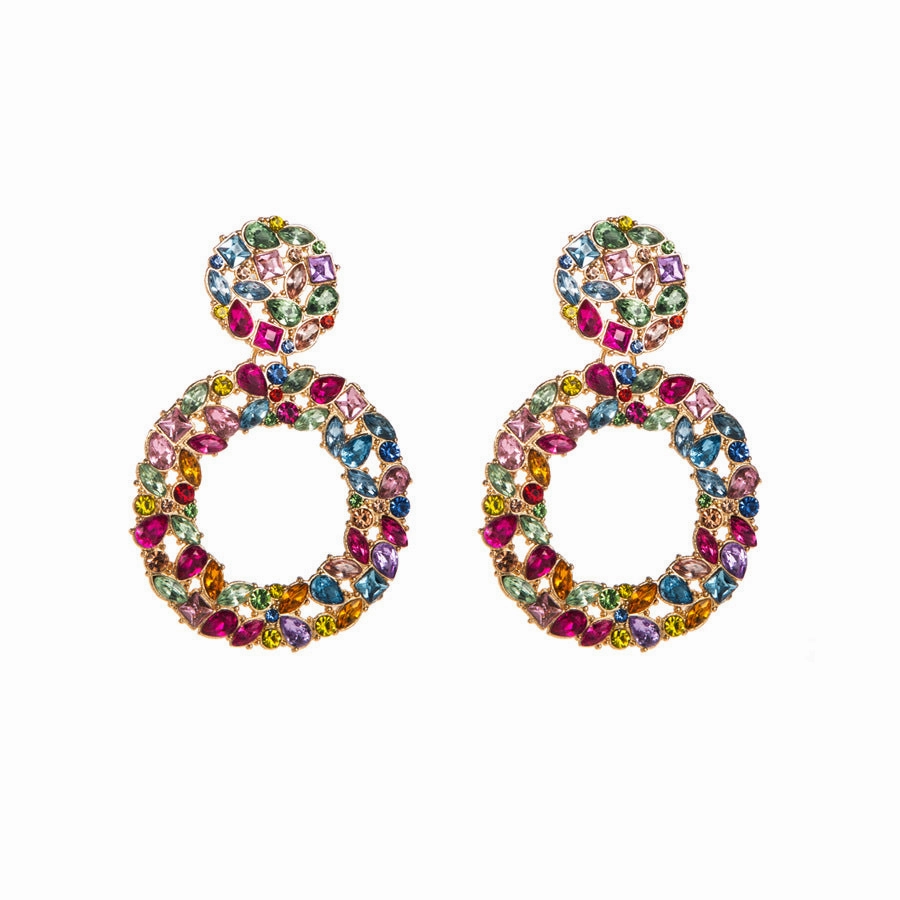 Wholesale Alloy Diamond Round Full Diamond Earrings
