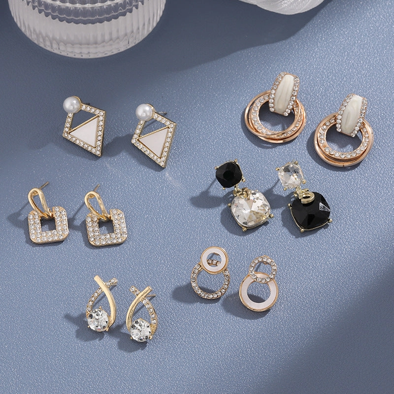 Wholesale Alloy Dot Drill Oil Drop Square Irregular Glass Drill Earrings