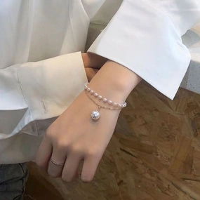 Wholesale Alloy Double Layer Pearl Bracelet