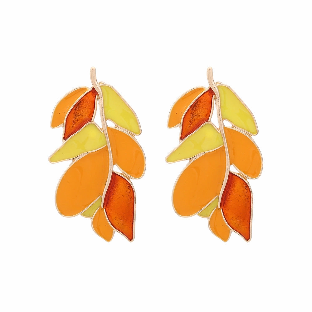 Wholesale Alloy Drip Oil Leaves Earrings